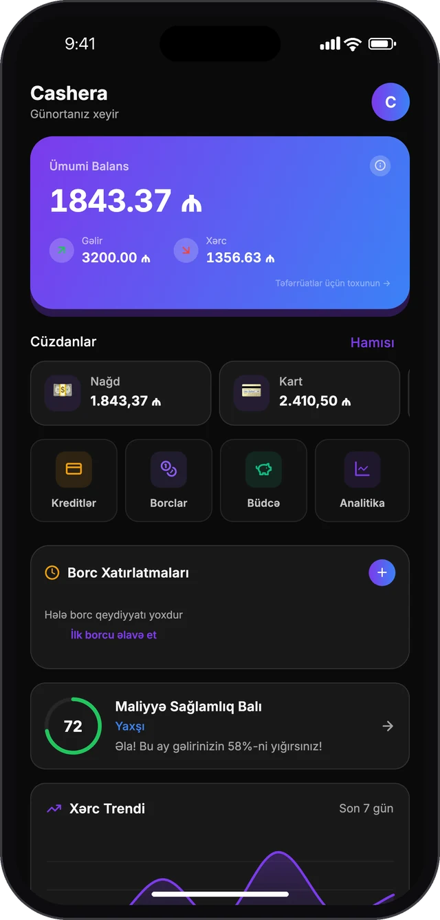 Cashera · Panel və cüzdanlar