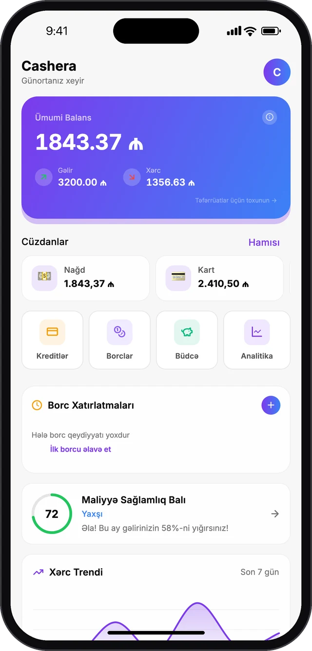 Cashera · Panel və cüzdanlar