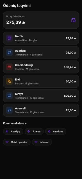 Cashera · Payment calendar