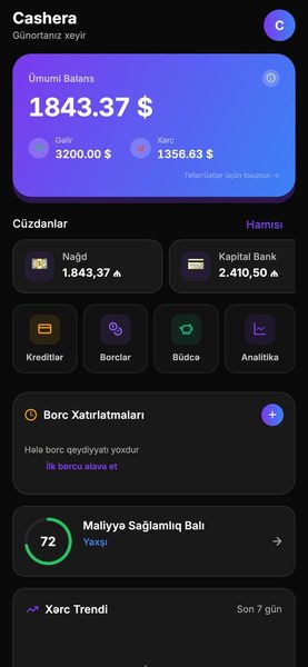 Cashera · Dashboard and wallets